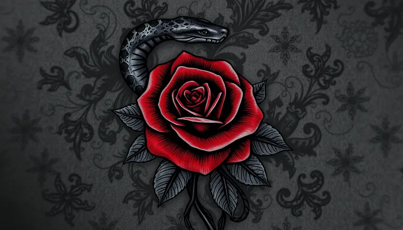 tattoo snake and rose