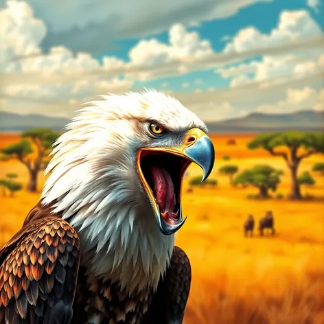 lion eating eagle