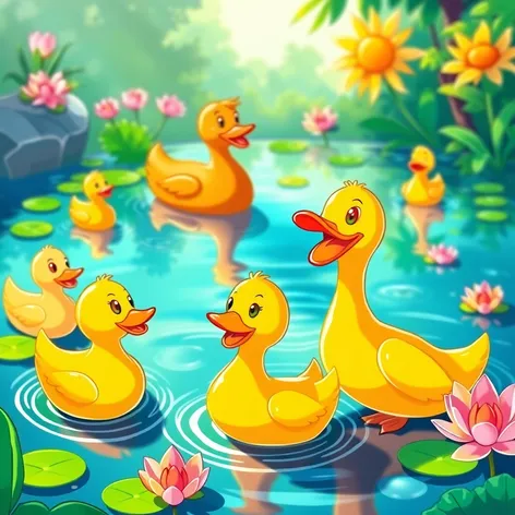 cartoon pond with ducks