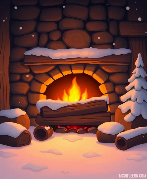 cartoon log fire