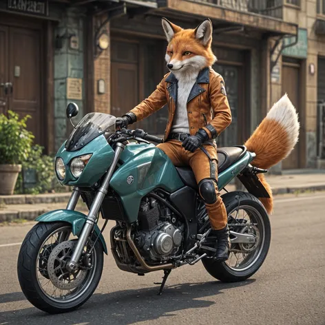 male, fox, motorcycle, full