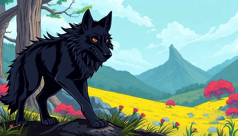 cartoon black wolf