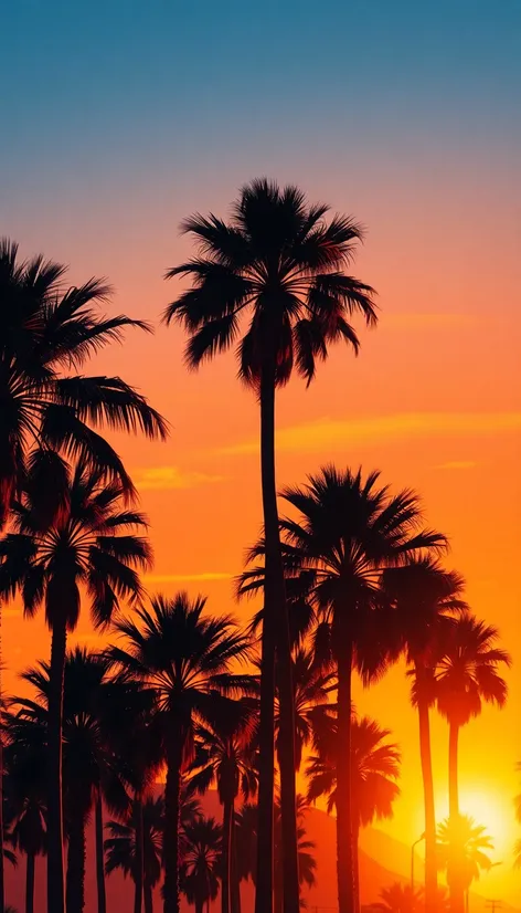 california palm trees sunset