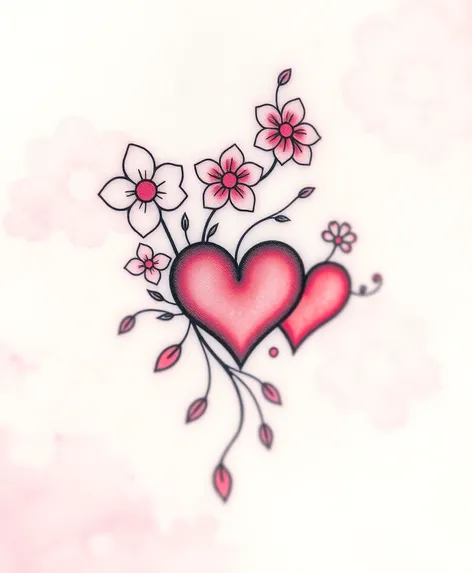 heart and flower tattoo