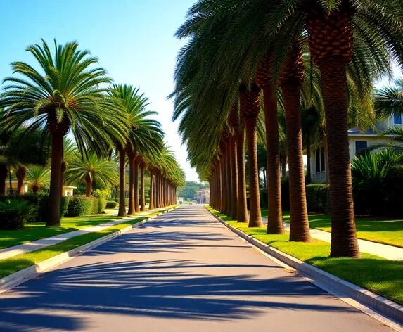 driveway lined with palm