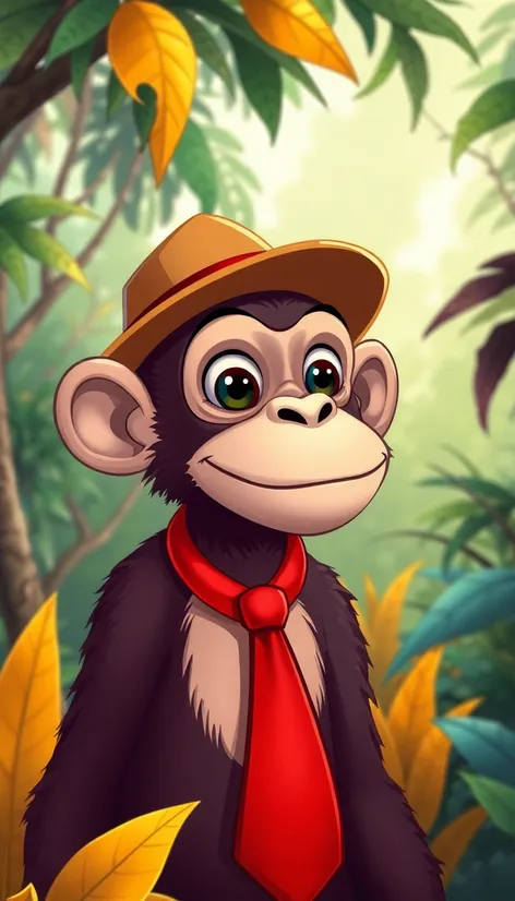 cartoon monkey with red