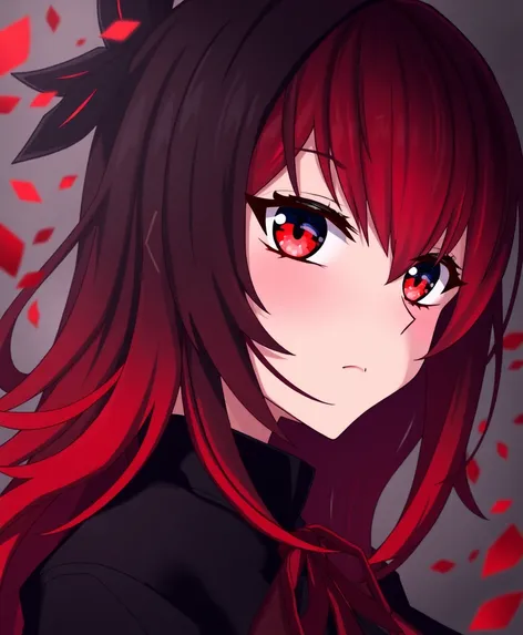 anime black hair red