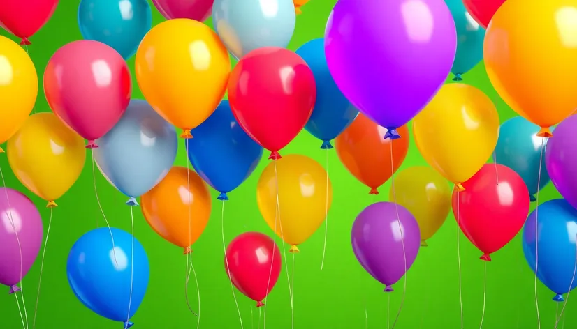 animated balloons green background