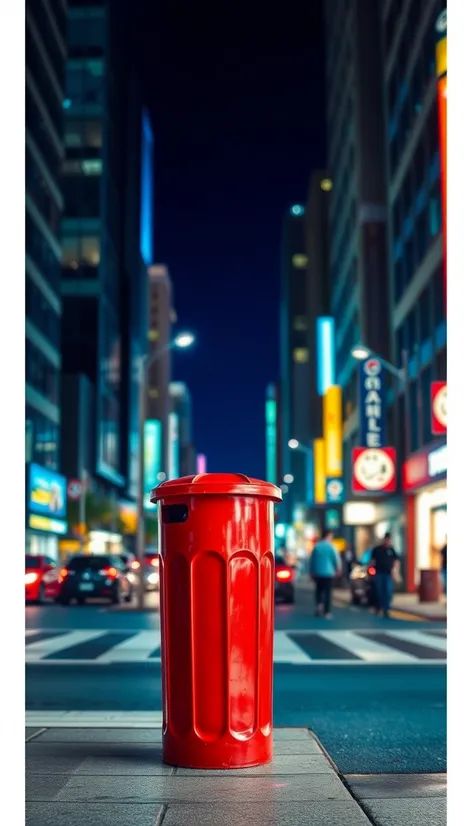 red trash can