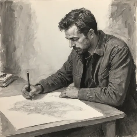 man drawing