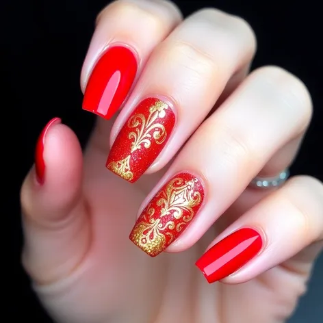 red and gold nail