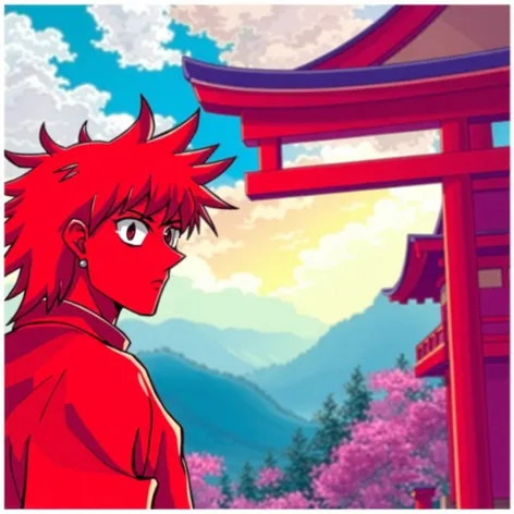 red anime guy