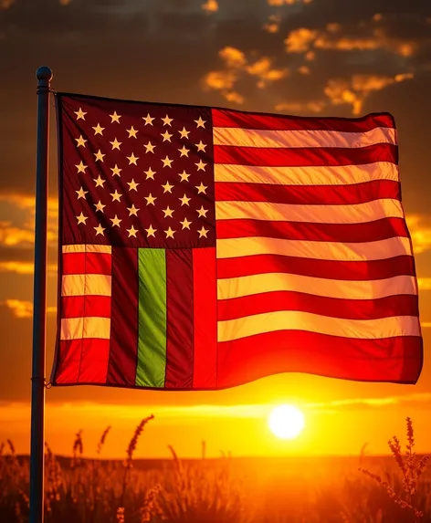 american flag with green