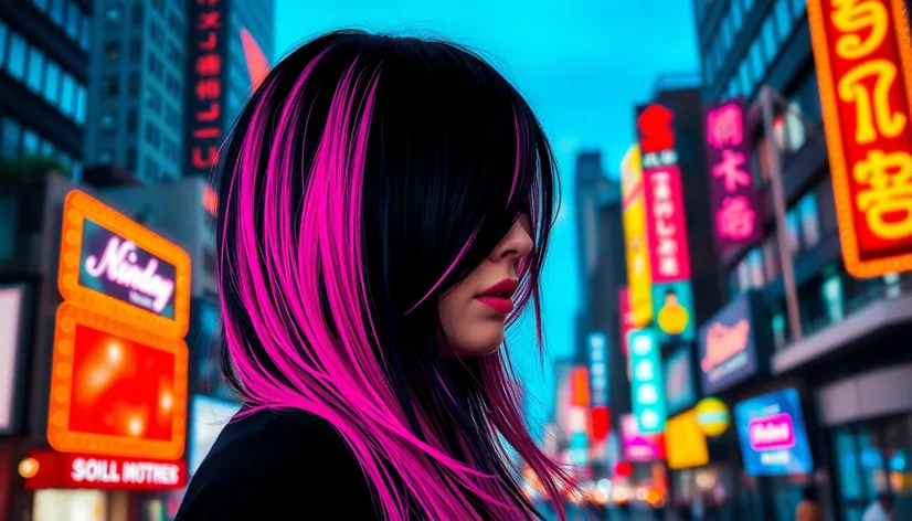 black and pink hair