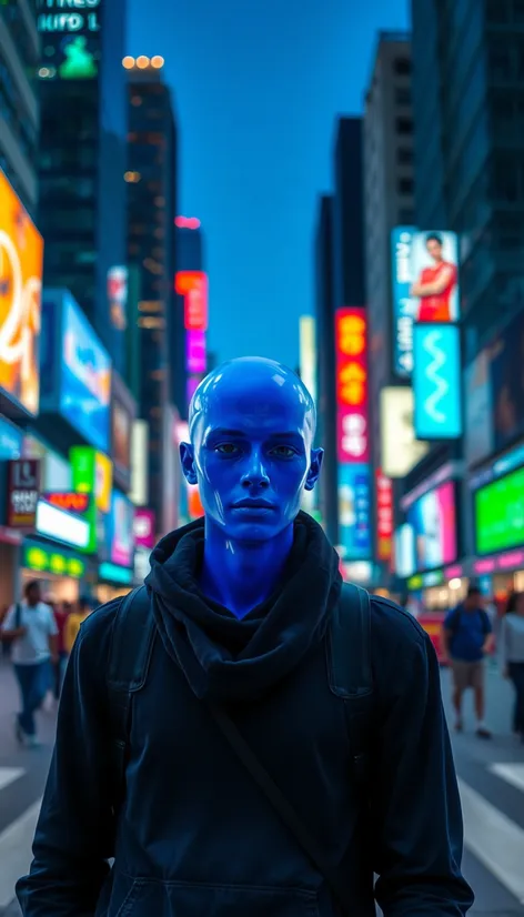 a blue person