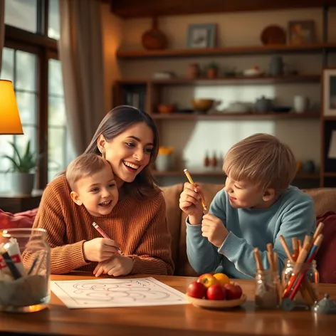 mamá feliz niño come