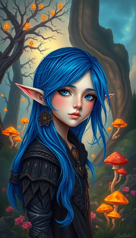 blue haired elf