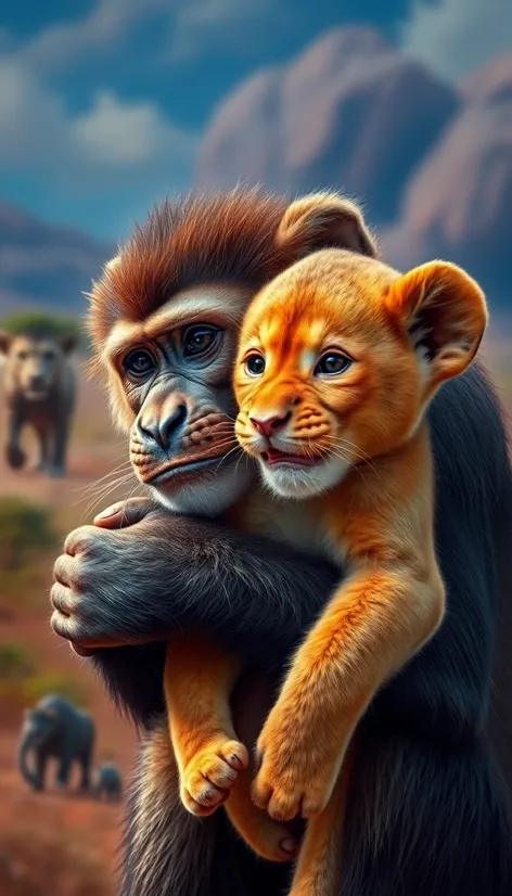 monkey holding simba