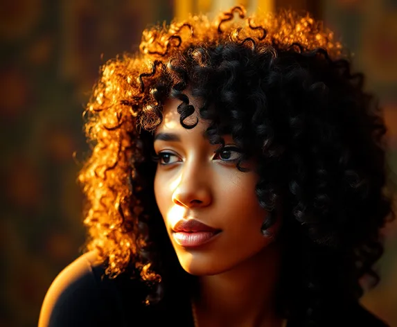 highlights of black curly