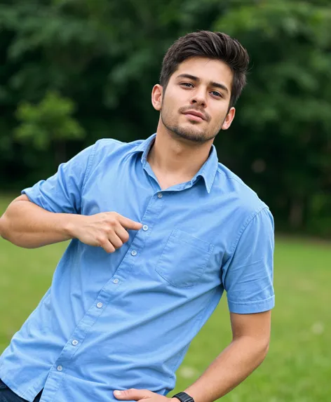 blue and shirt