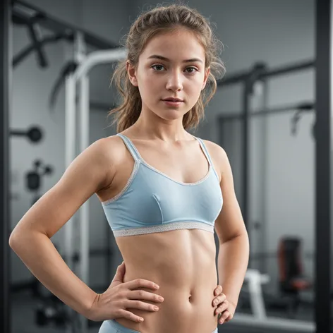 Young girl wearing training