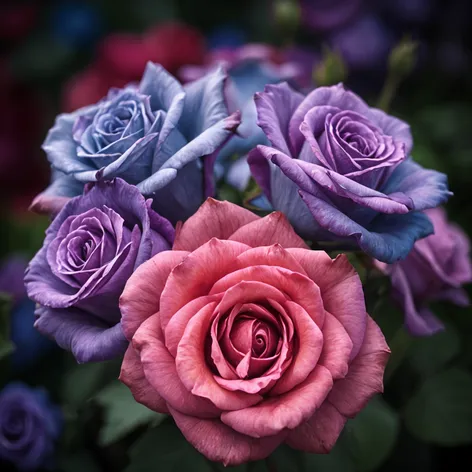 blue and purple roses