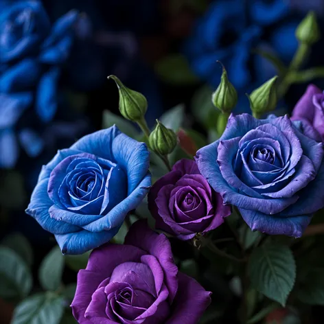 blue and purple roses