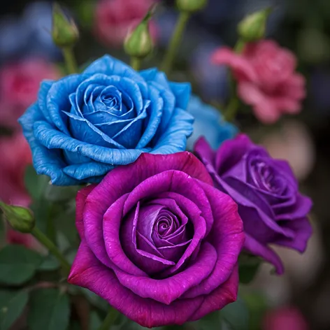 blue and purple roses