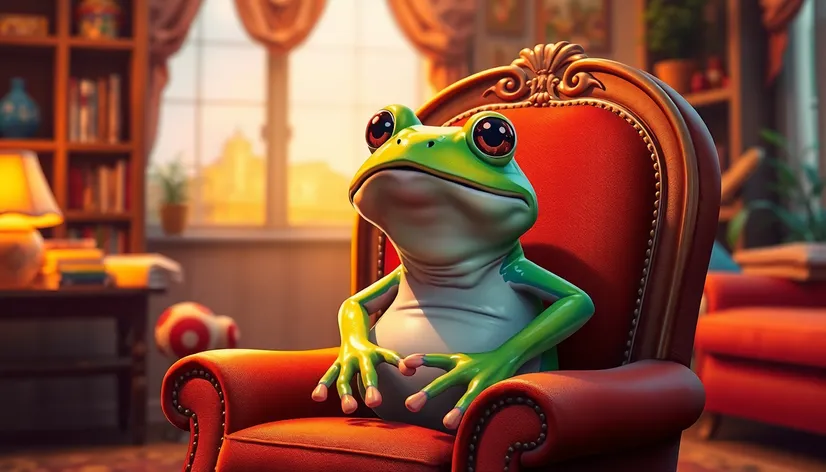 frog sitting in chair