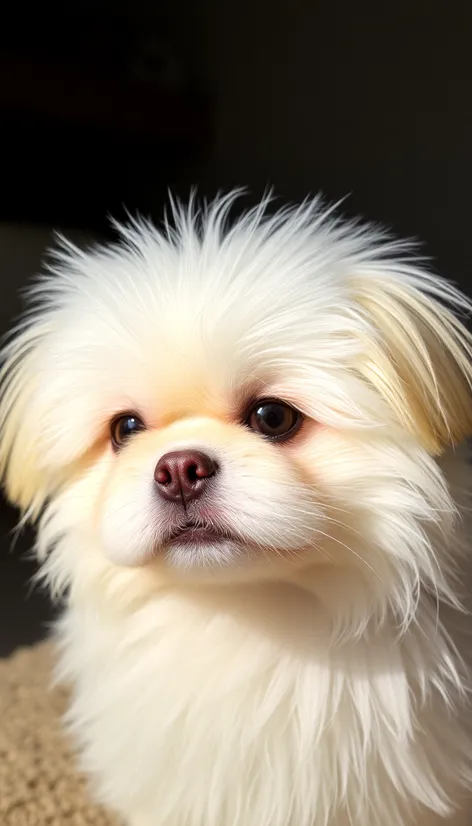 white pekingese dog with