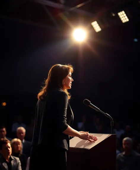 woman speaking on stage