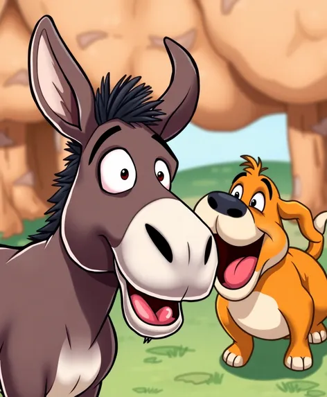 donkey laughing at dog