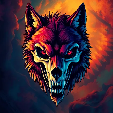 wolf with skull face