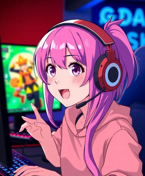 headphone anime girl gamer