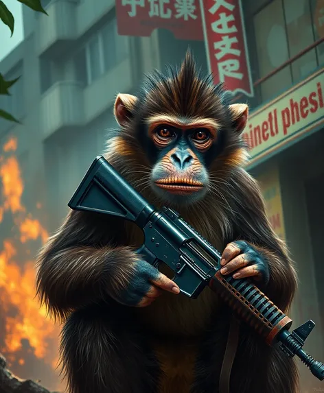 monkey with ak 47