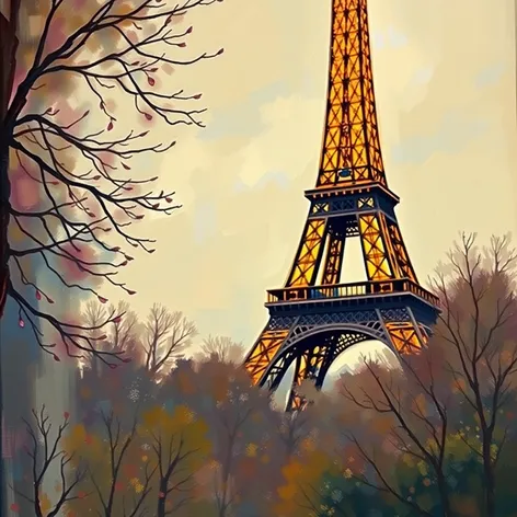 paris oil painting eiffel