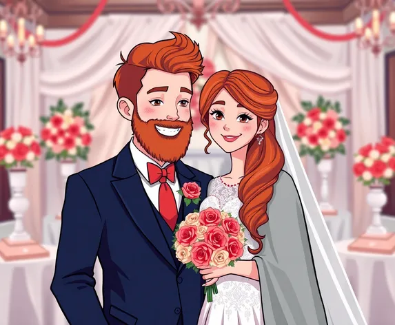 wedding couple bearded red