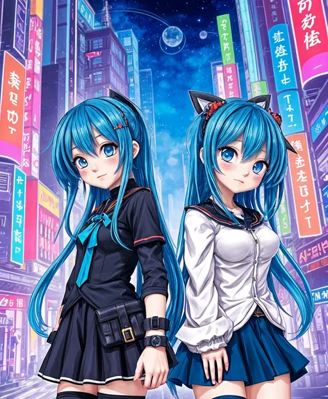 blue hair anime girls