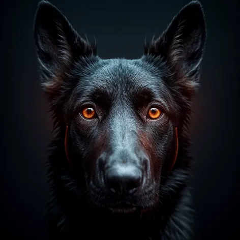 Black shepherd dog, cyberpunk,