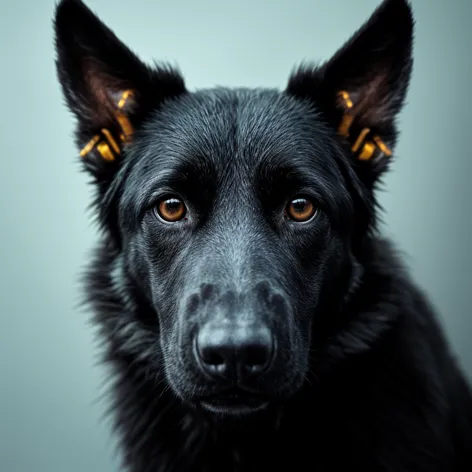 Black shepherd dog, cyberpunk,