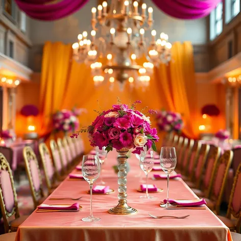 gold and fuchsia wedding