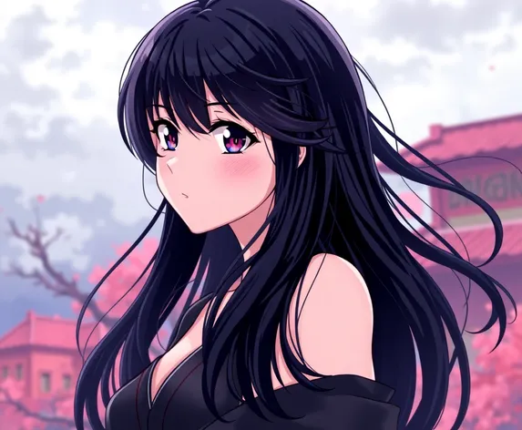 anime woman black hair