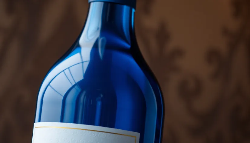 blue color wine bottle