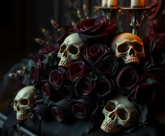 black roses with skulls