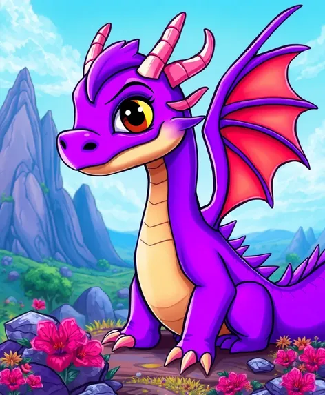 cartoon purple dragon