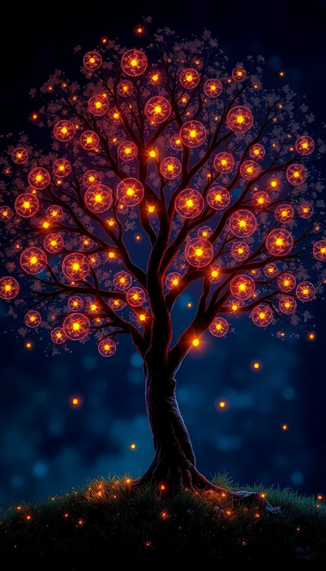 tree with fireflies wallpaper