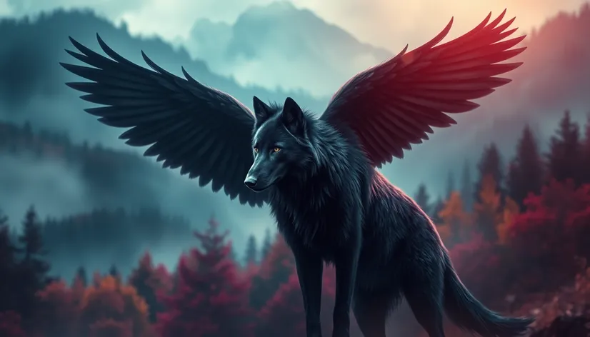 black wolf with wings