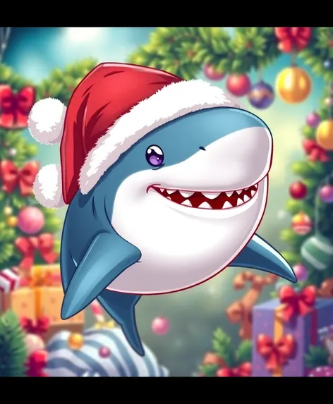 shark with santa hat