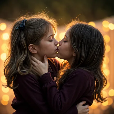 Young girls kissing