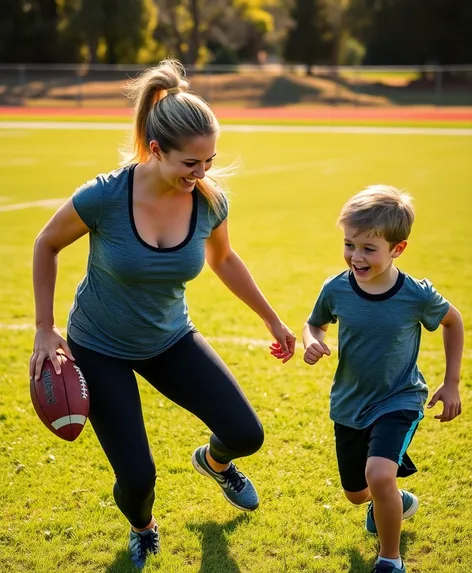 mom and son football